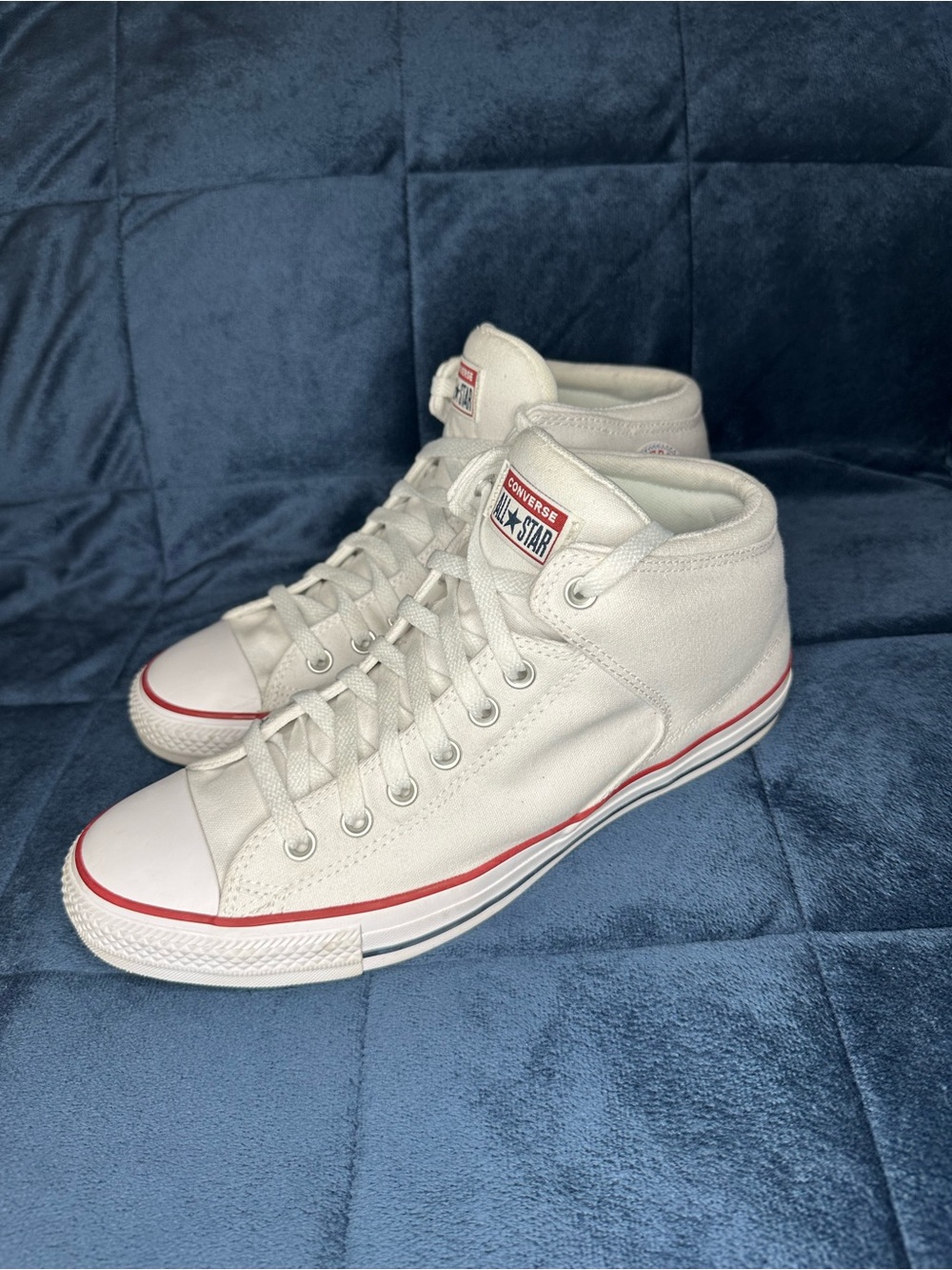 Converse High Top Sneakers - White with Red Trim